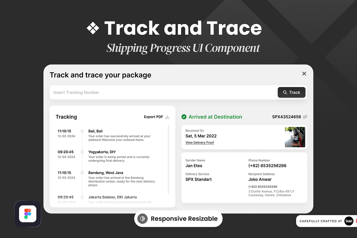 Track & Trace - Shipping Progress UI, an UI Kit Template by SLAB! Design