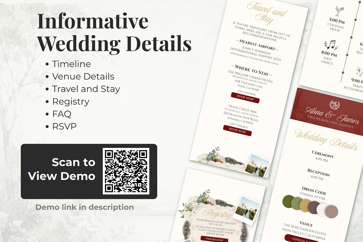 Vintage Burgundy Wedding Website, a Landing Page Template by Everyday Perfection (Photo 3 of 13)