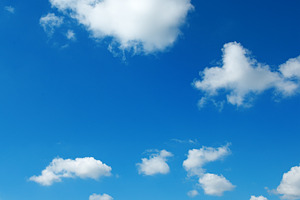 Bright blue sky with white clouds., a Photo by Serg64
