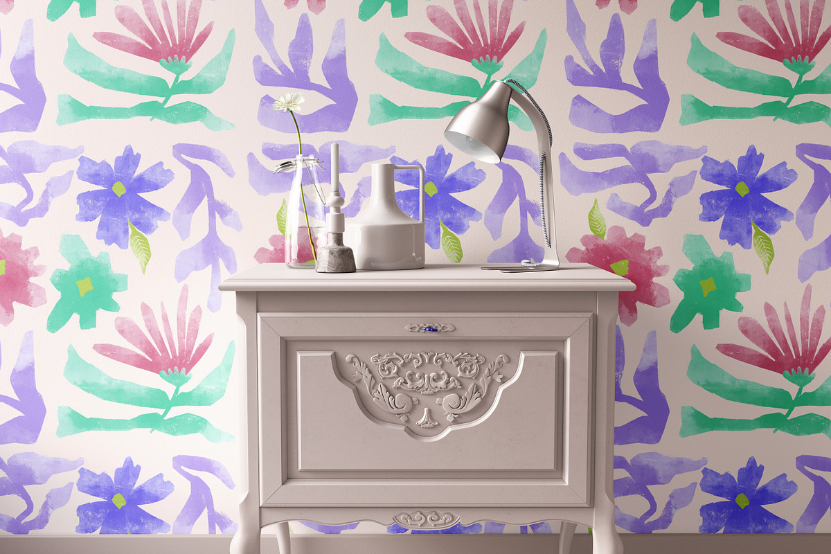 Applique Watercolor Floral Pattern, a Pattern Graphic by BAGIRA | Studio (Photo 6 of 6)