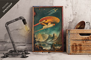 Grunge Spaceship Posters. Retro Art., a Decorative Illustration by KENO Mascots (Thumbnail 5 of 6)