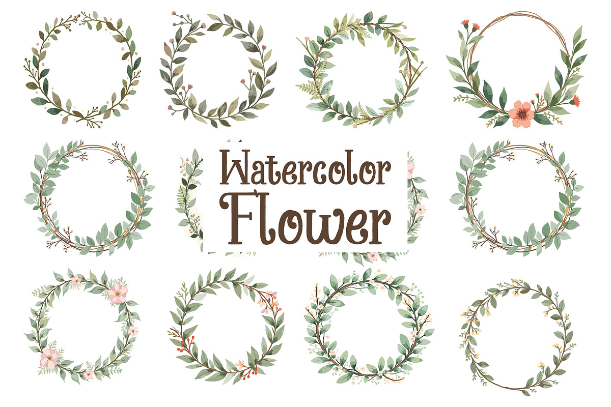 Green Leaf Wreath Bundle, an Illustration by balal