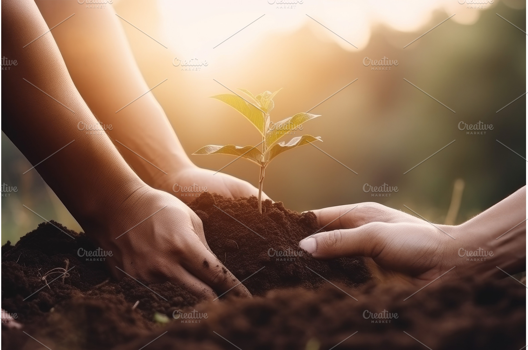 Hands planting tree. Generate Ai, a Nature Photo by Ylivdesign
