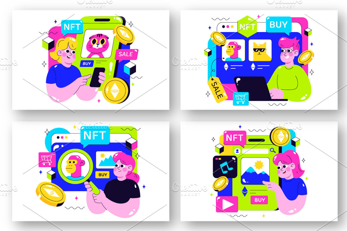 10 NFT Non Fungible Token Vector, a Finance Illustration by denayunebgt (Photo 2 of 4)