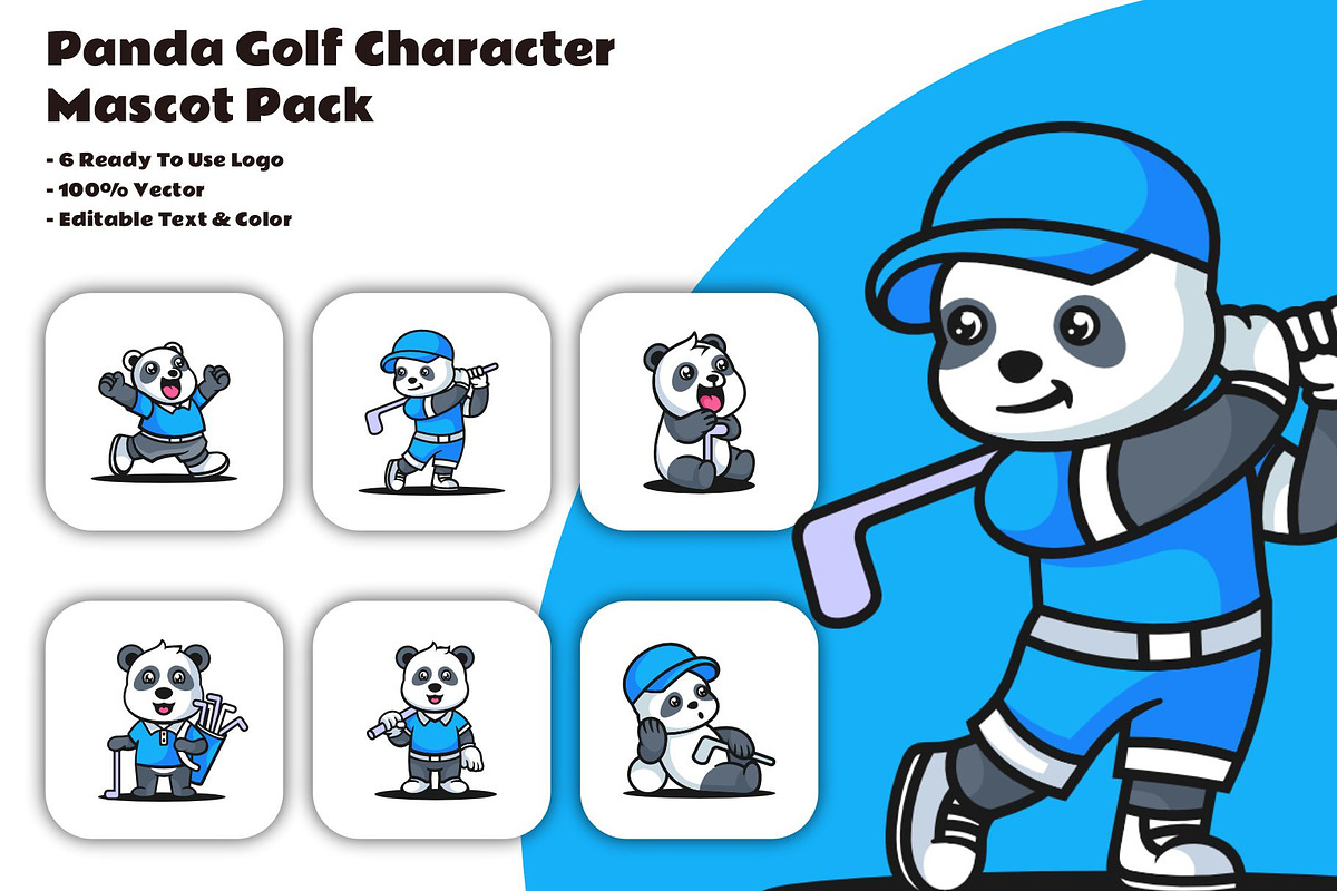 Panda Golf Mascot Logo Design, a Branding & Logo Template by Artnivora.Std