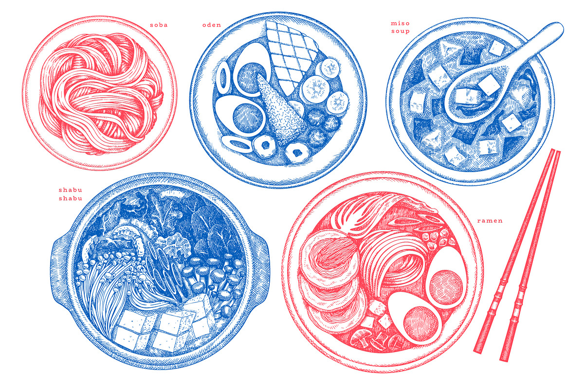 Japanese Cuisine Vector Collection, a Food Illustration by Lubov Illustrations Shop (Photo 4 of 7)