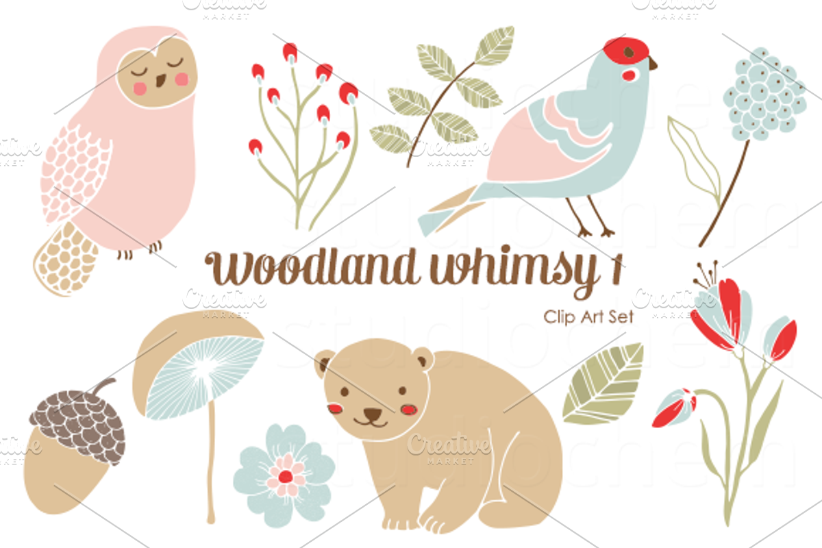 Woodland Whimsy 1 .PNG Clip Art Set, an Illustration by StylishDesignMe
