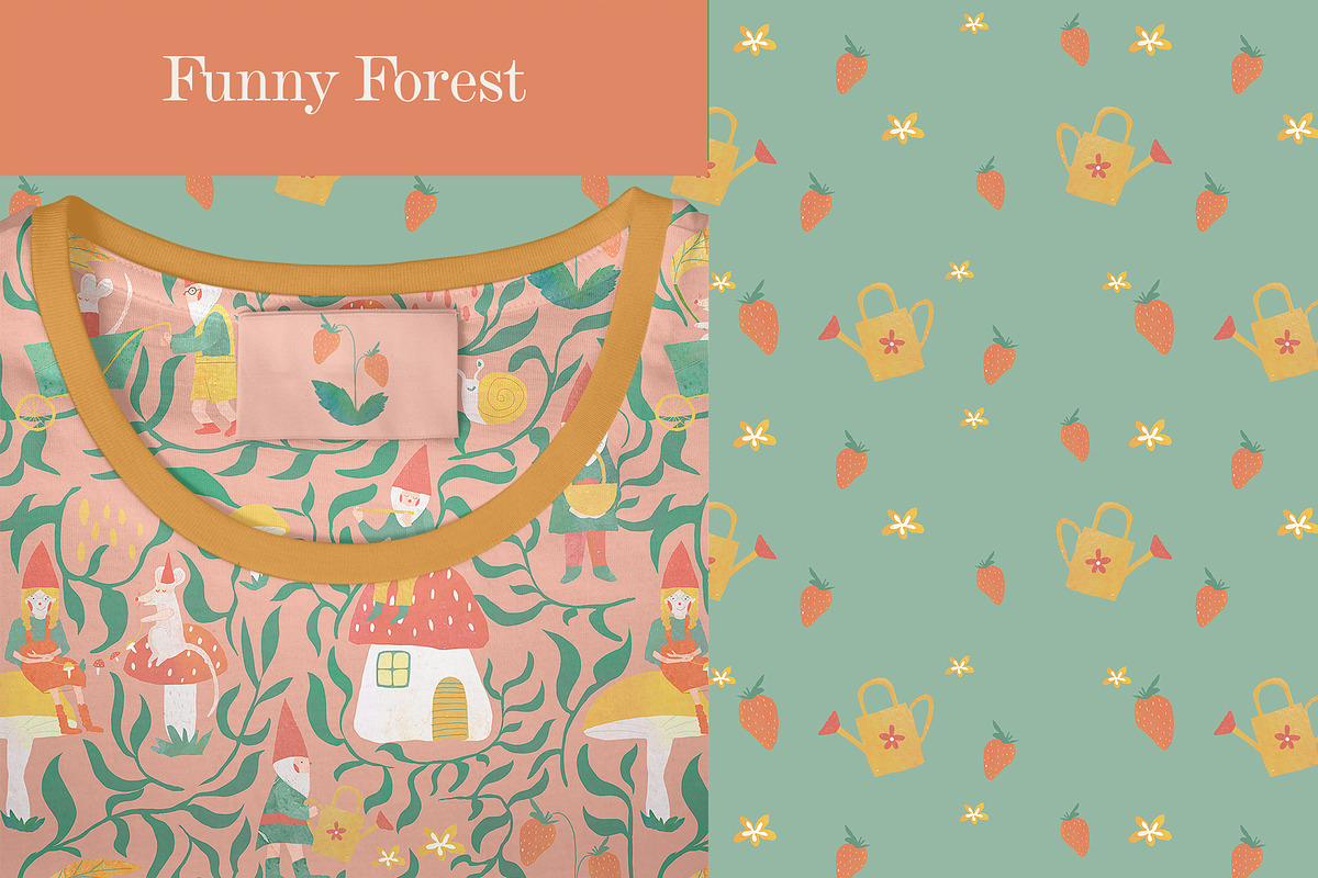 Forest cute gnomes patterns, a Pattern Graphic by watercolor kamill (Photo 6 of 10)
