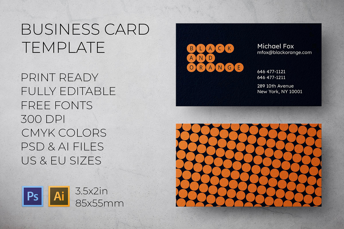 Black & Orange Business Card, a Business Card Template by Layoutlet (Photo 1 of 2)
