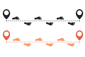 Human feet with geo tagging icon, an Object Illustration by Vectorbuum