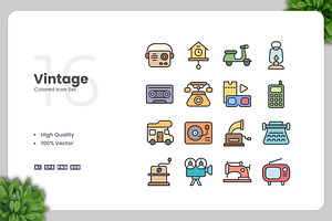 Vintage Colored Icons, an Icon by Upnowgraphic