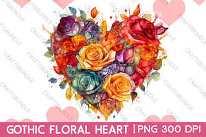 Gothic Floral Heart Clipart