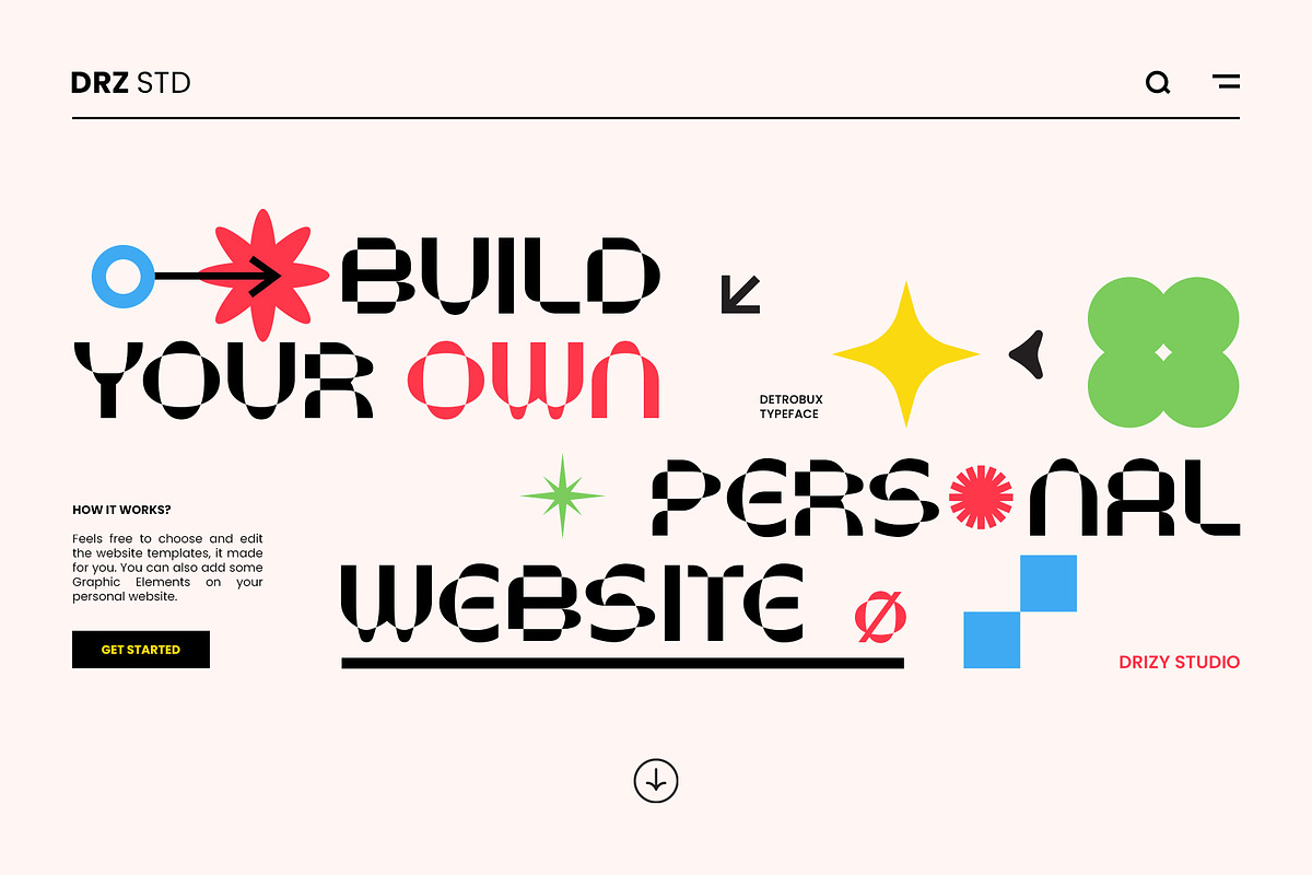 Detrobux - Experimental Folded Font, a Sans Serif Font by Drizy (Photo 7 of 10)