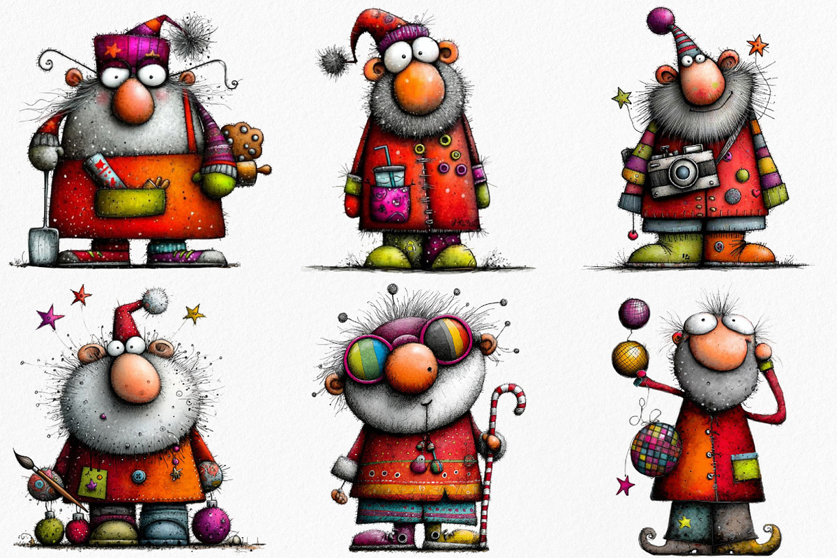 Watercolor Quirky Santa Clipart, an Illustration by Canvas Craft (Photo 4 of 7)