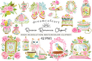 Rococo Romance Clipart Set, an Illustration by DreamCafeArt
