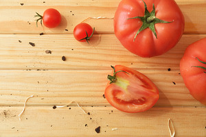 Ripe Tomatoes on Rustic Wooden Surface, a Food & Drink Photo by Davizro's Market