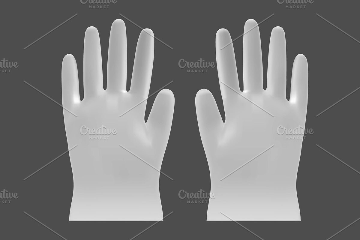 Transparent white nitrile gloves, a Packaging Mockup by Kseniia_designer's shop (Photo 2 of 4)