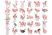 Watercolor Farm Animal Clipart, an Illustration by Craft Nest (Thumbnail 2 of 3)