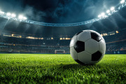 Football on the field at night, a Photo by Beautiful things (Thumbnail 1 of 2)