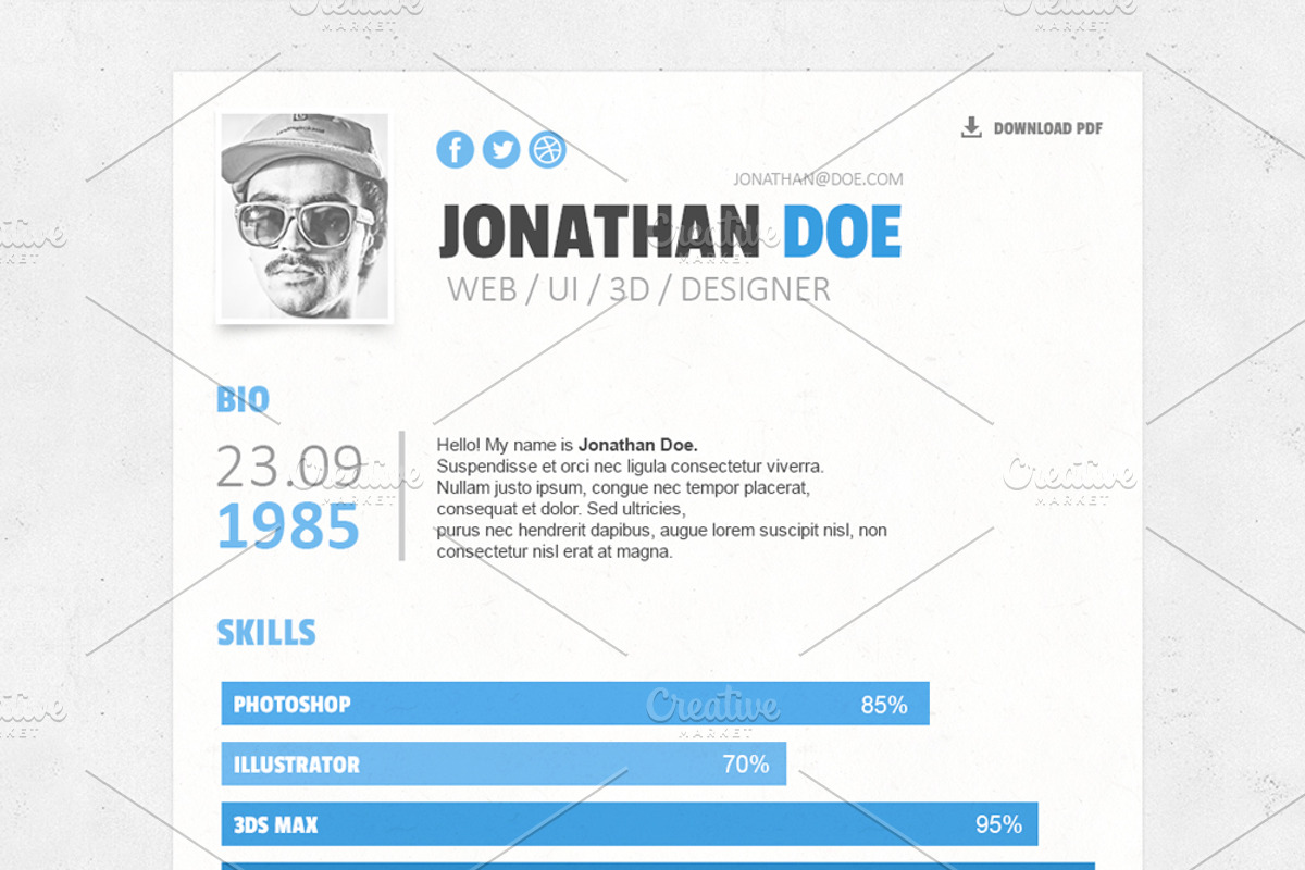 Resume PSD Template, a Resume Template by Zomorsky (Photo 3 of 5)