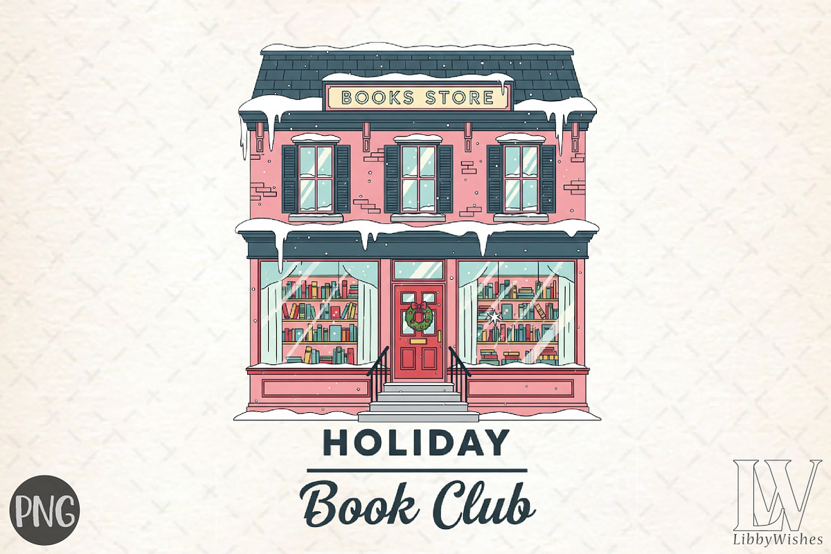 Holiday Book Club PNG,Christmas Book, an Illustration by Libby Wishes (Photo 1 of 6)