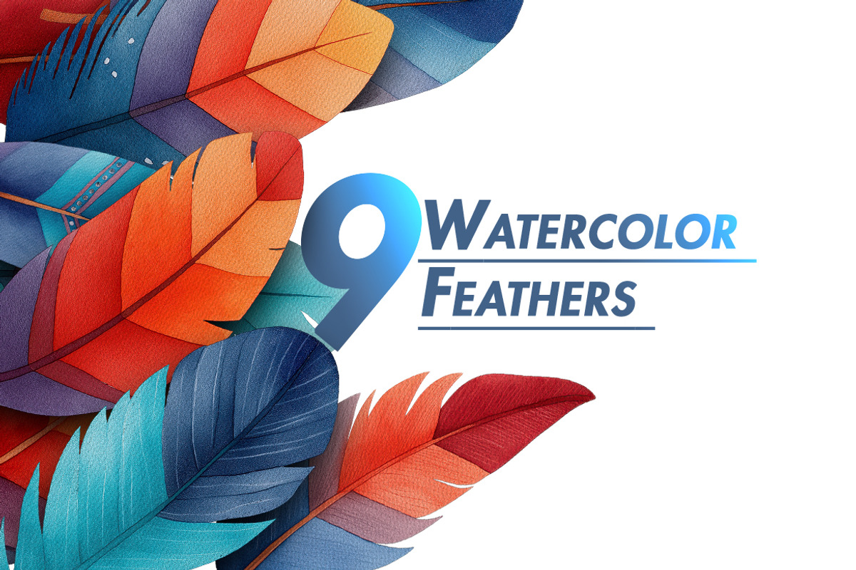 Watercolor Feathers Collection, an Object Illustration by BazziBa♥ (Photo 1 of 5)