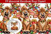 Whimsical Christmas Dogs Clipart, a Work Illustration by SinaCreation (Thumbnail 1 of 6)