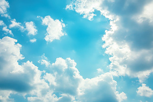 Beautiful clouds in a clear blue sky, a Photo by Beautiful things