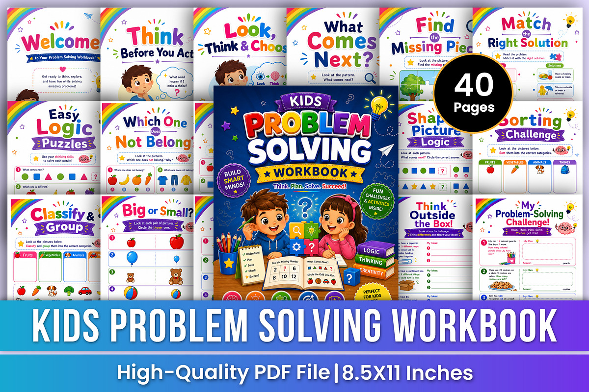 Kids Problem Solving Workbook Kdp, a Stationery Template by Mustafiz (Photo 1 of 5)