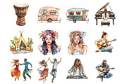 Boho Music Clipart, an Illustration by Design Market (Thumbnail 2 of 4)