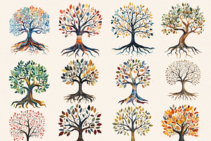 TREES WITH ROOTS CLIPART PACK