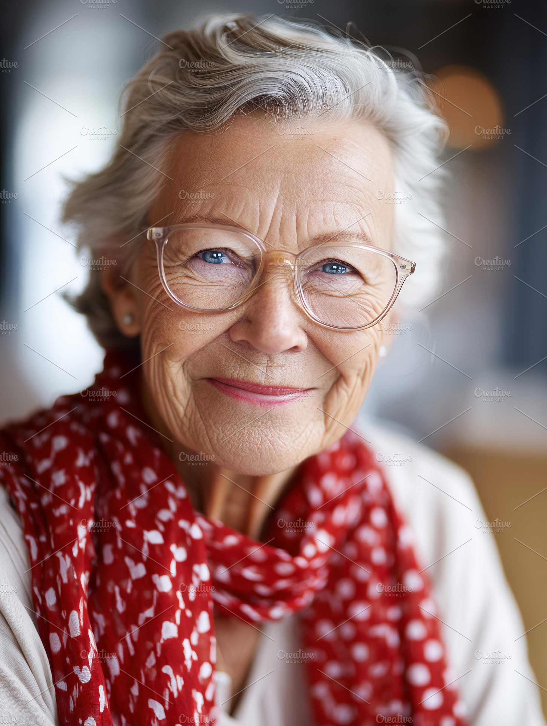 Smiling senior woman with gray hair, a Person Photo by MistyDay