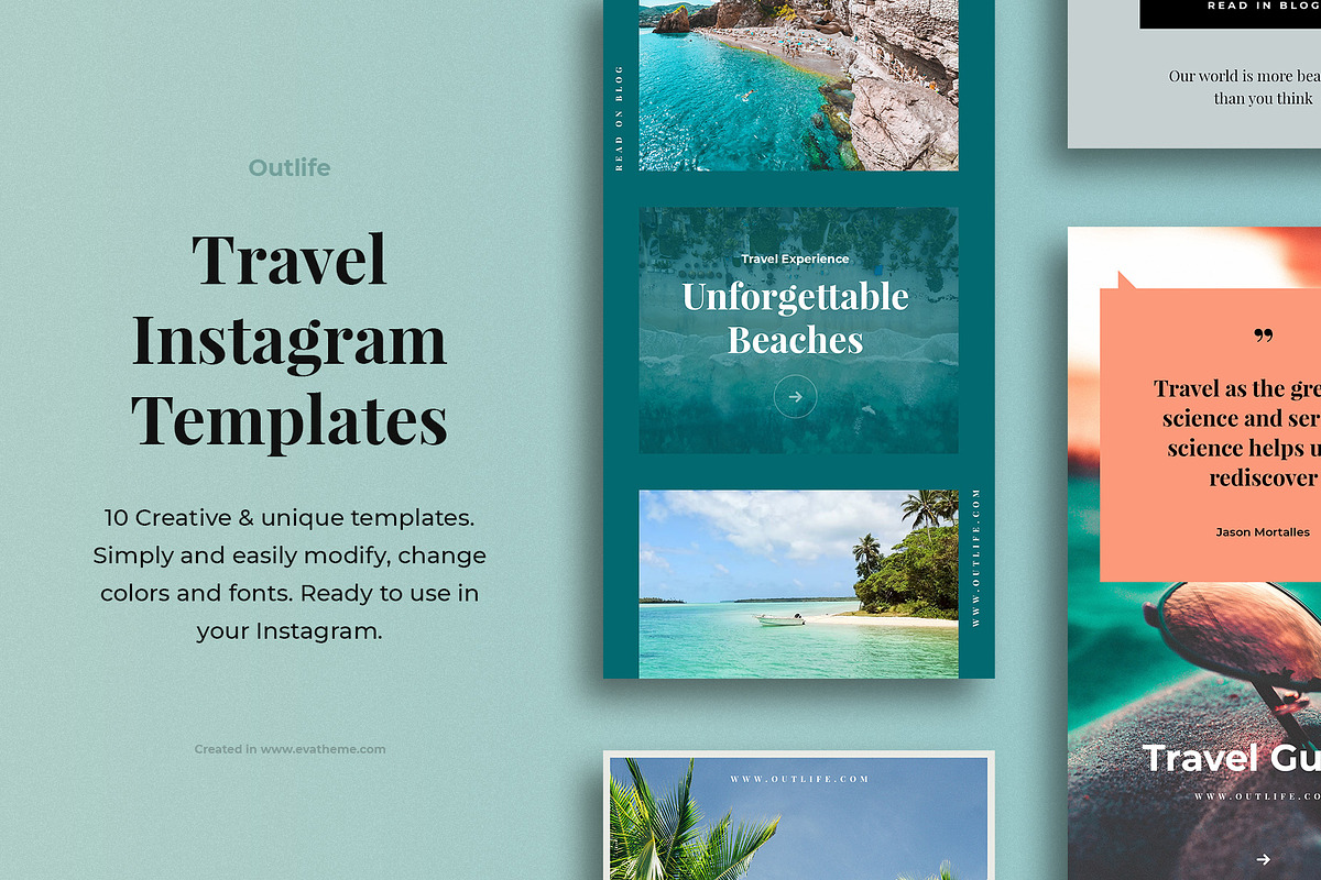 Outlife Travel Instagram Templates, a Social Media Template by Creatoly (Photo 1 of 3)