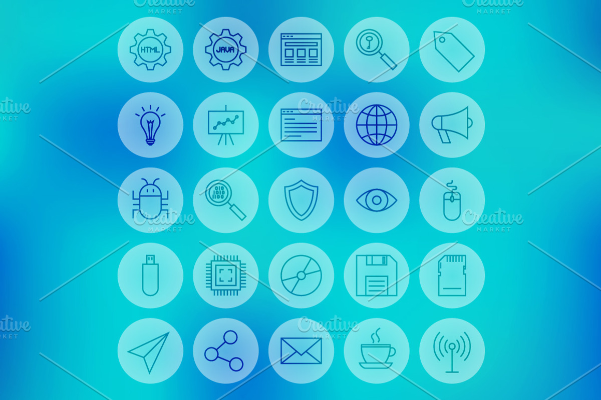 Website Development Line Art Icons, a Technology Illustration by Anna_leni