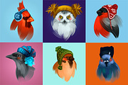 Birds in winter hats, an Animal Illustration by Ira Cvetnaya (Thumbnail 2 of 8)