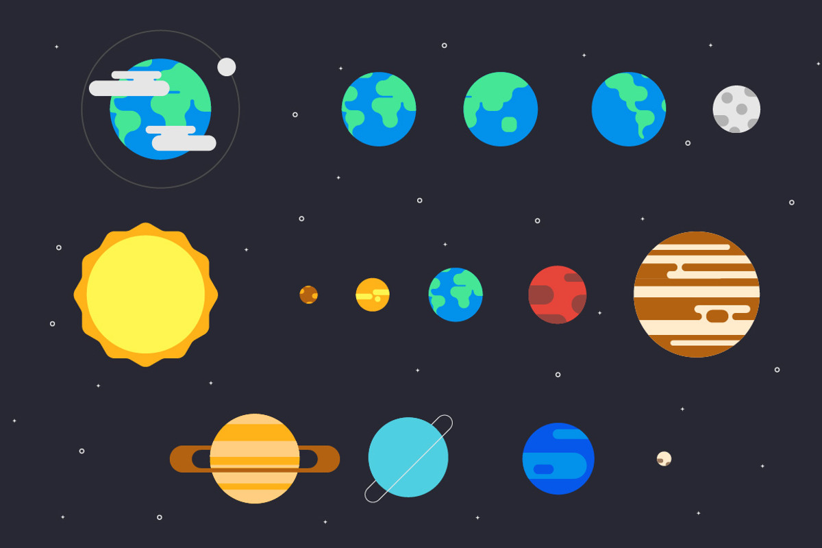 Minimal Flat Planets of Solar System, an Illustration by UP - Inspiring ...