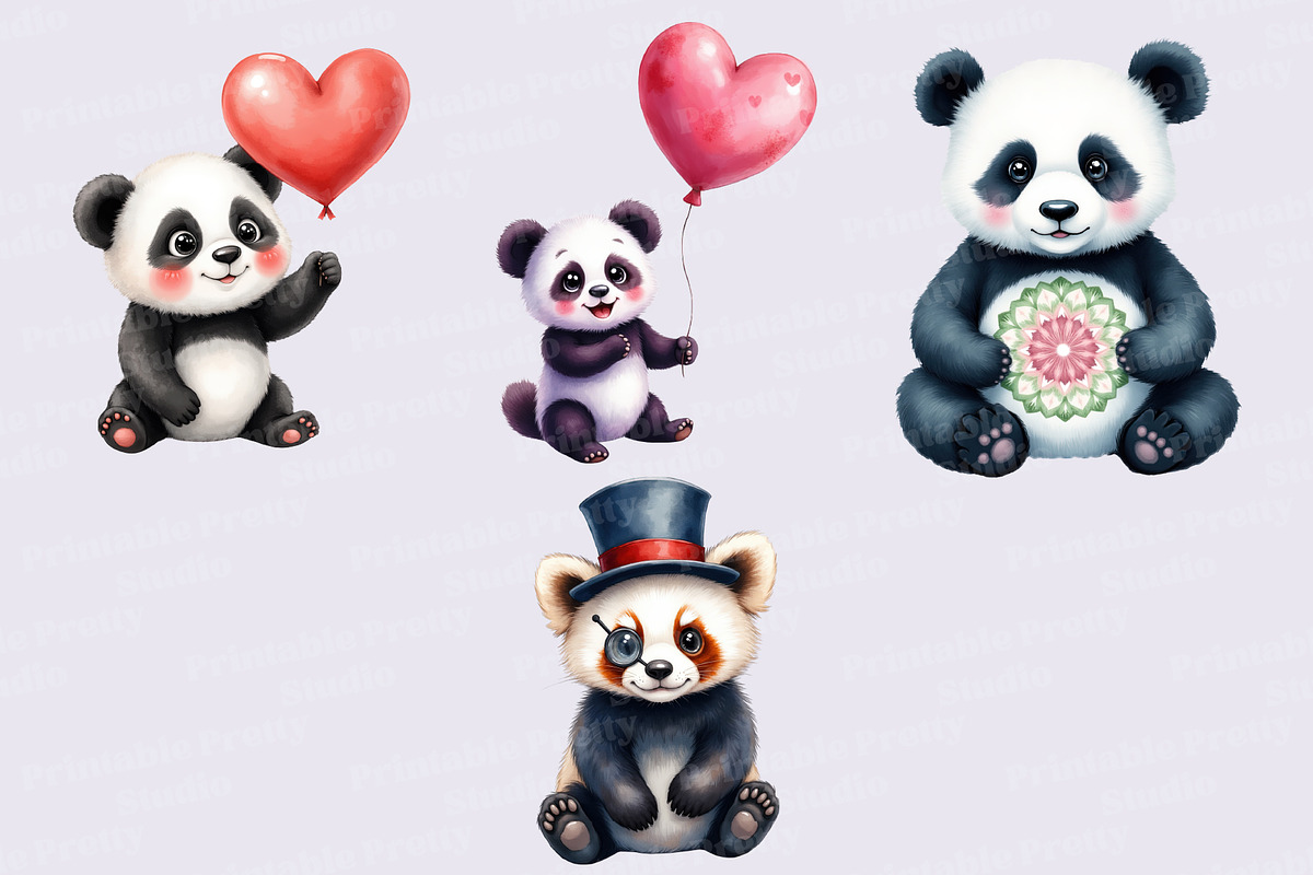 Cute Baby Panda Clipart PNG Set, an Animal Illustration by Printable Pretty Studio (Photo 4 of 4)