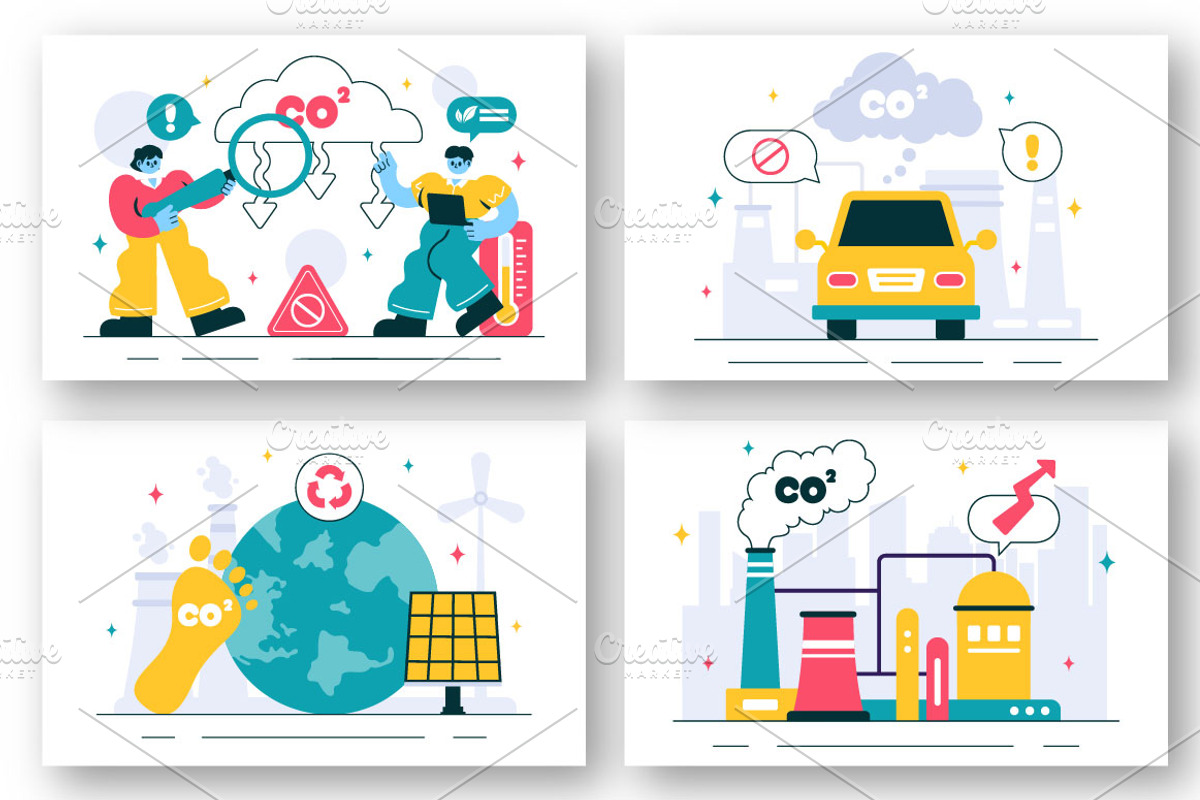 12 Carbon Dioxide CO2 Illustration, an Education Illustration by denayunebgt (Photo 3 of 4)