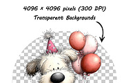 30 whimsical dog birthday clipart, an Illustration by one-touch (Thumbnail 15 of 17)