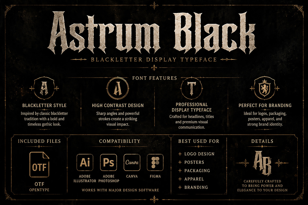 Astrum Black – Gothic Blackletter, a Blackletter Font by Wow Magic (Photo 2 of 4)