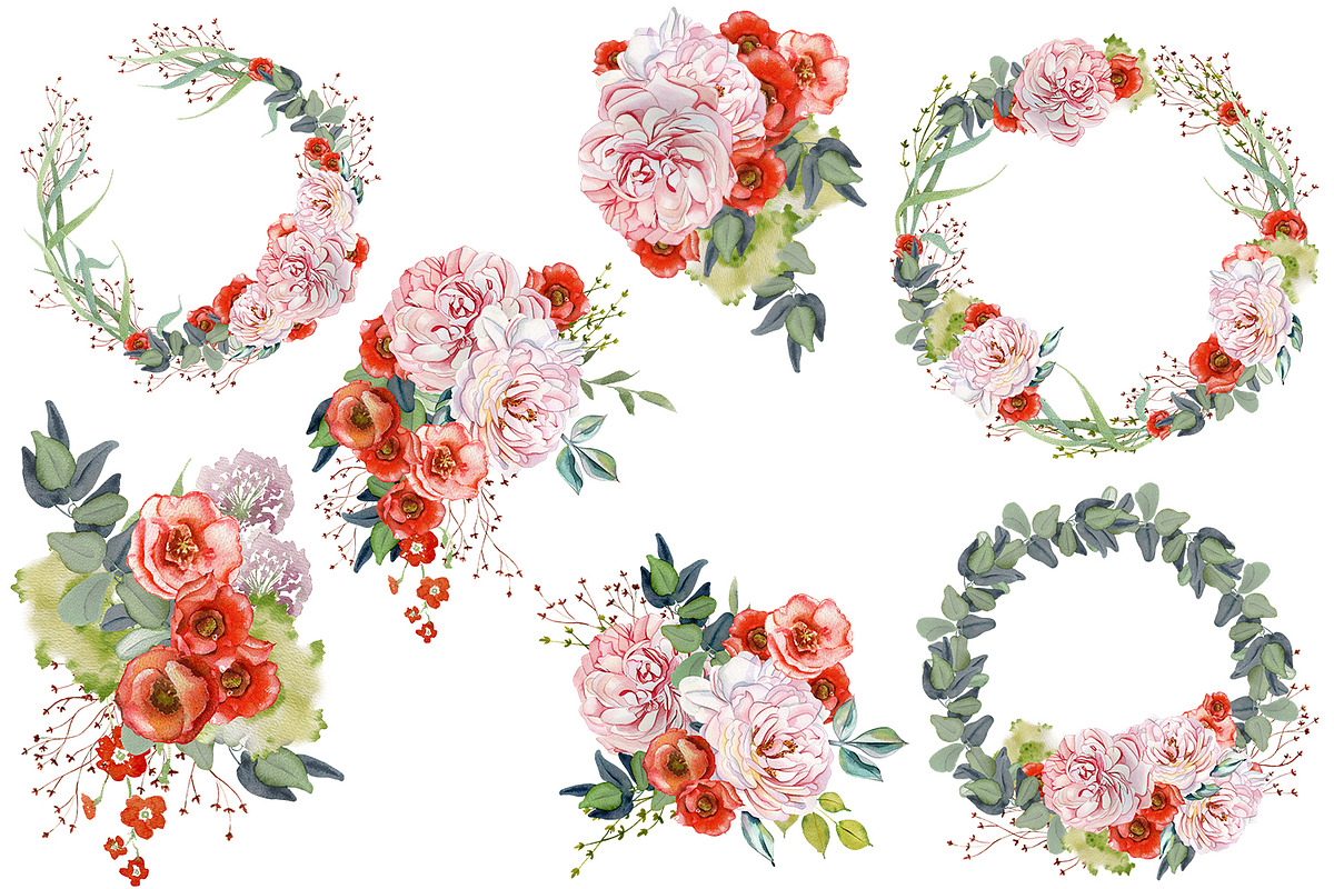 Bouquet of watercolor flowers Garden, an Illustration by ElenazlataArt (Photo 2 of 6)