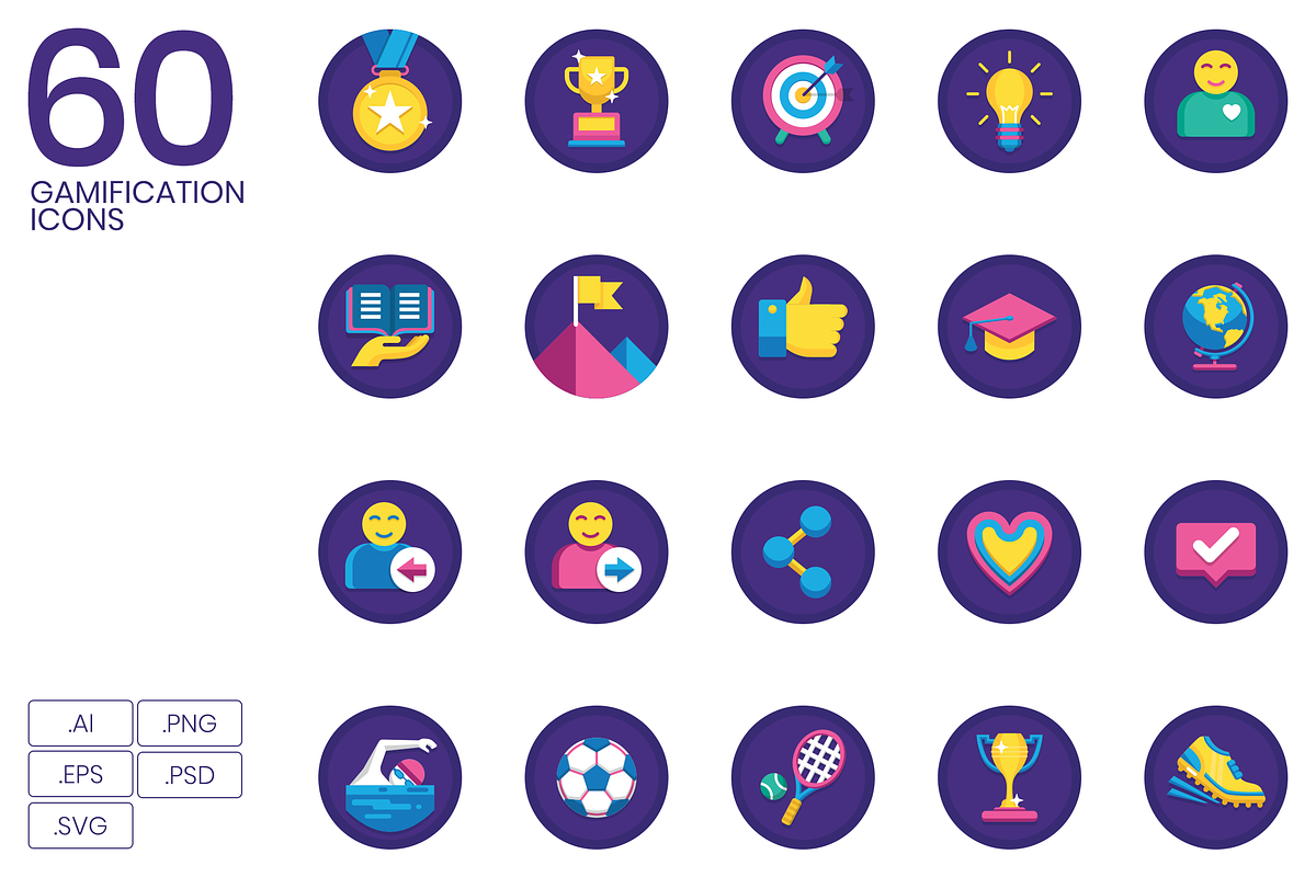 60 Gamification Icons, an Outline Icon by Flat Icons (Photo 1 of 7)