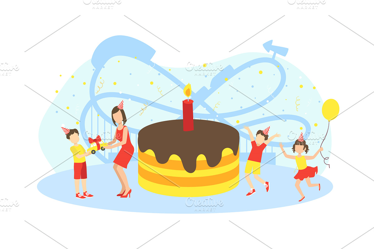 Birthday Party, Tiny Mother and, a Person Illustration by TopVectors
