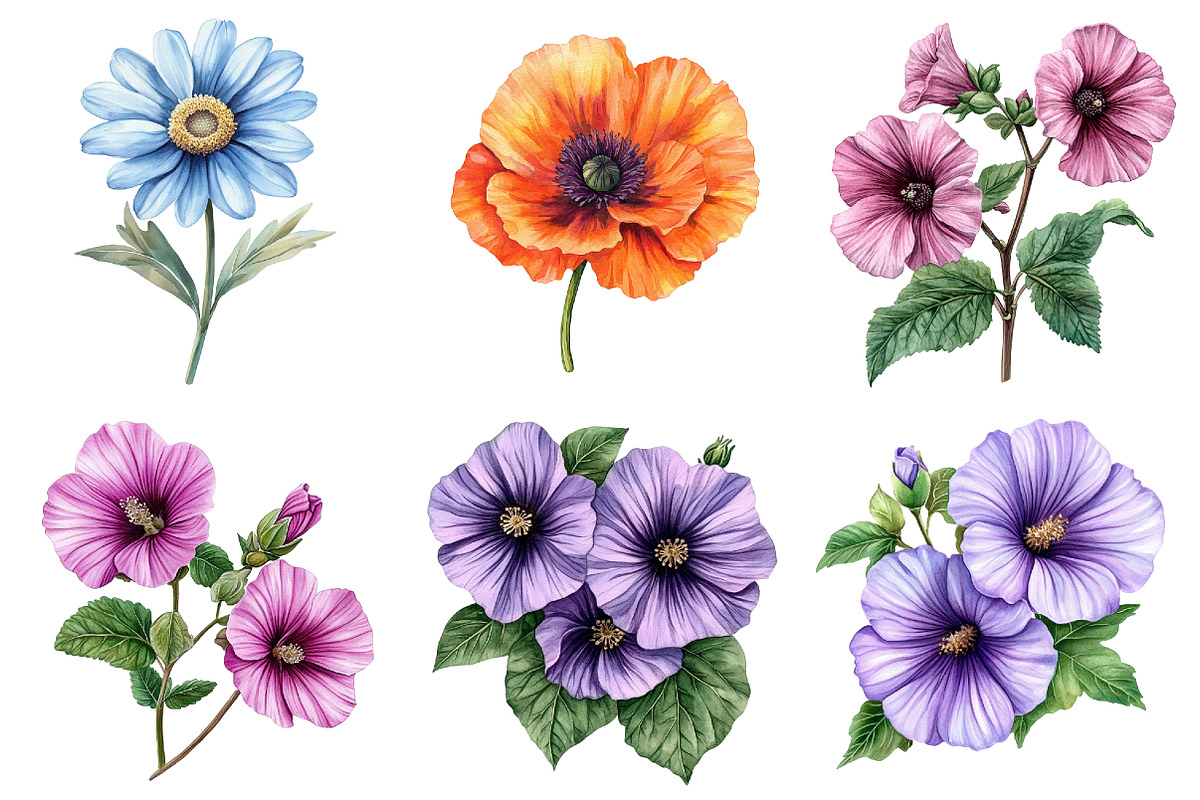 Watercolor Wildflower Clipart Bundle, a Seasonal Illustration by CitraGraphics (Photo 7 of 10)