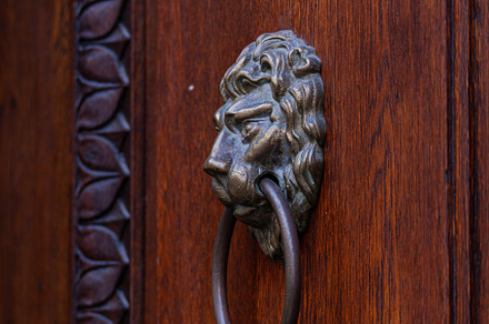 Beautiful vintage door with handle in Old Prague