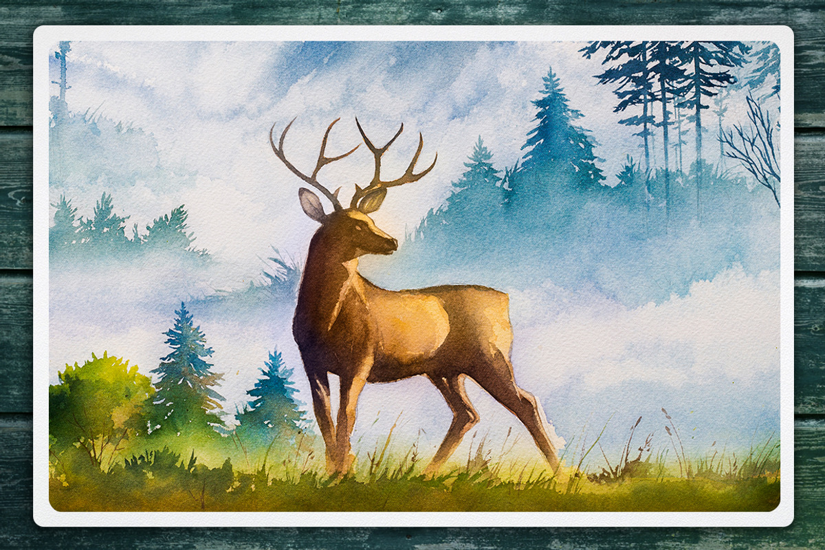 Watercolor Landscape set #3, an Animal Illustration by AlexGreenArt (Photo 8 of 8)