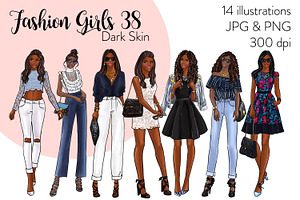 Fashion Girls 38 - Dark Skin Clipart