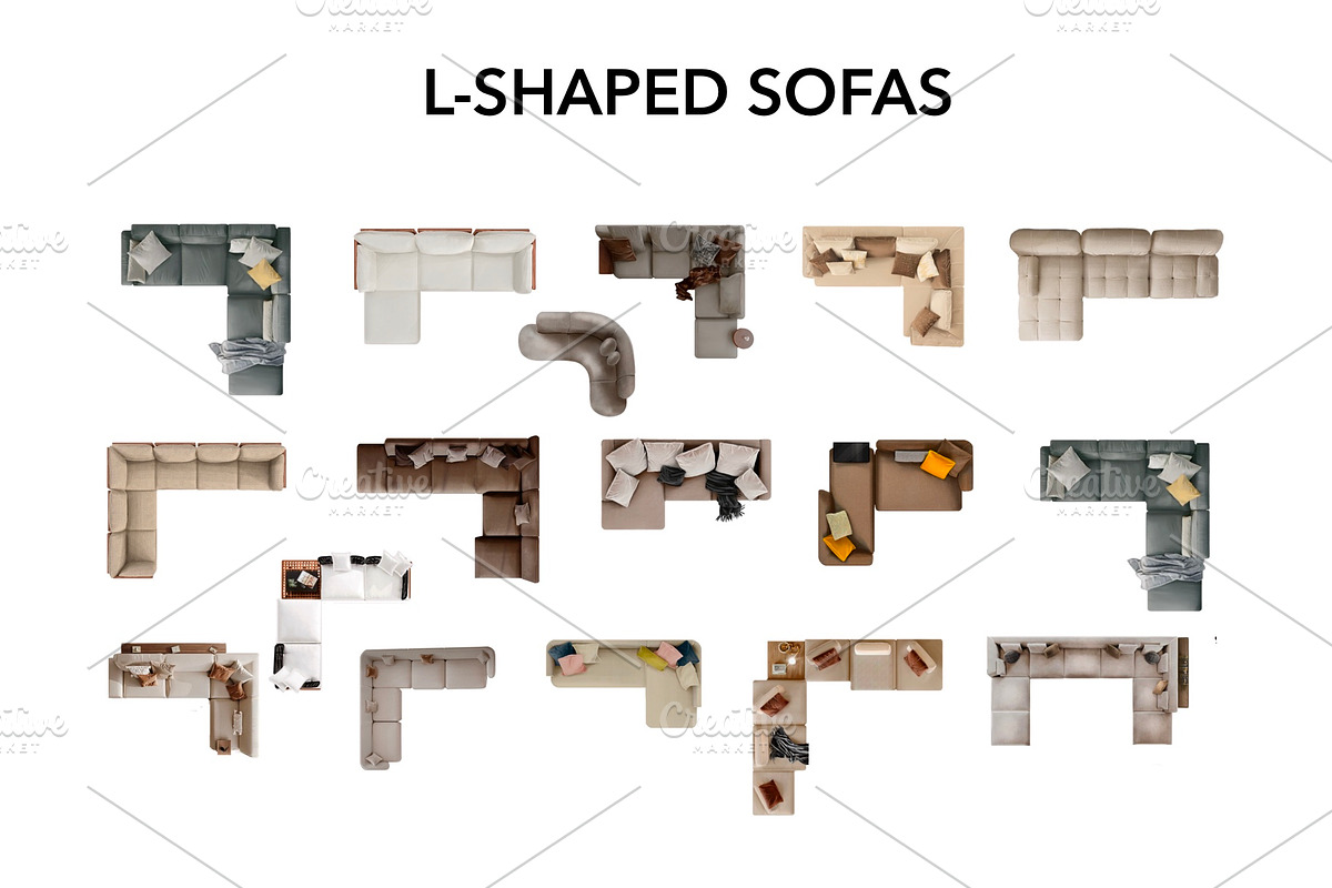 Sofa Floor Plan Pack – Top View, an Object Graphic by SketchBoyko (Photo 3 of 6)