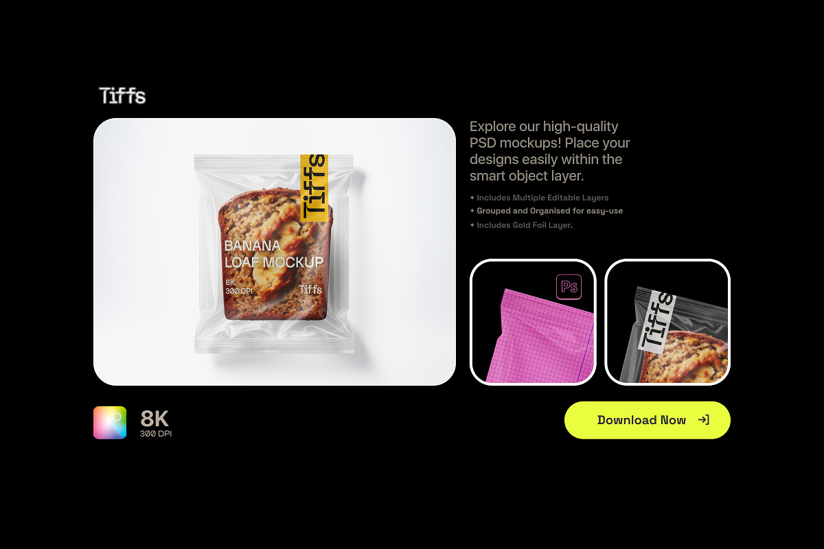 Banana Bread/Loaf Packaging Mockup, a Packaging Mockup by TIFFS (Photo 3 of 3)