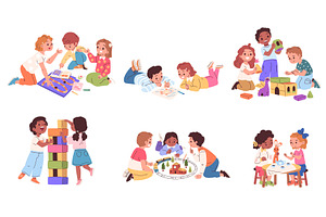 Children playing toys together. Kid, a Person Illustration by Stock-Smart-Start